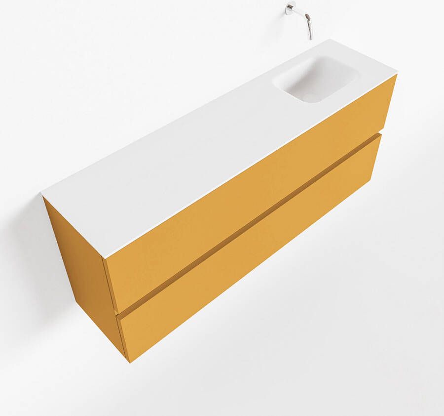 Mondiaz ADA Toiletmeubel 120x30x50cm met 0 kraangaten 2 lades ocher mat Wastafel Lex rechts Solid Surface Wit FK75341882