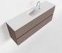 Mondiaz ADA Toiletmeubel 120x30x50cm met 1 kraangaten 2 lades smoke mat Wastafel Lex midden Solid Surface Wit FK75341819 - Thumbnail 1