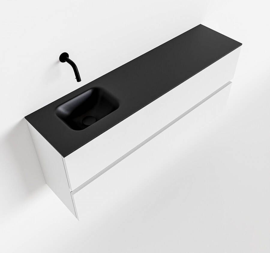 Mondiaz ADA Toiletmeubel 120x30x50cm met 0 kraangaten 2 lades talc mat Wastafel Lex links Solid Surface Zwart FK75342083