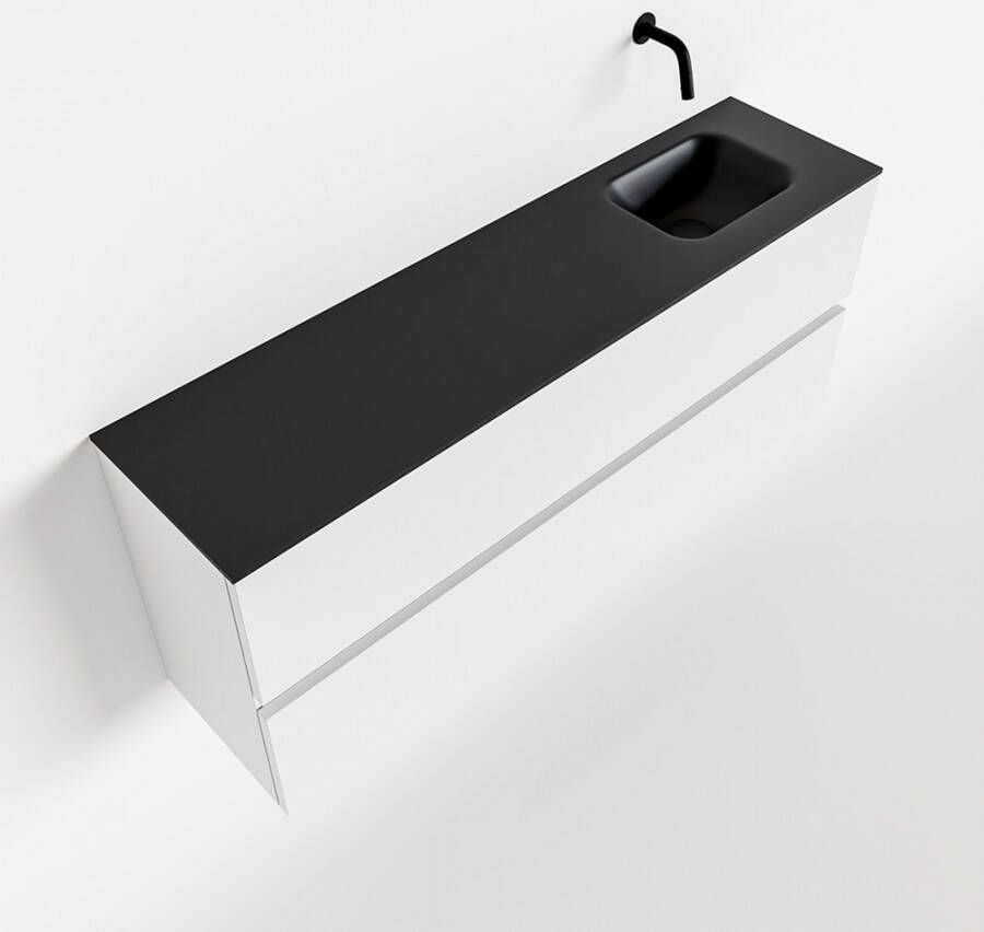 Mondiaz ADA Toiletmeubel 120x30x50cm met 0 kraangaten 2 lades talc mat Wastafel Lex rechts Solid Surface Zwart FK75342085