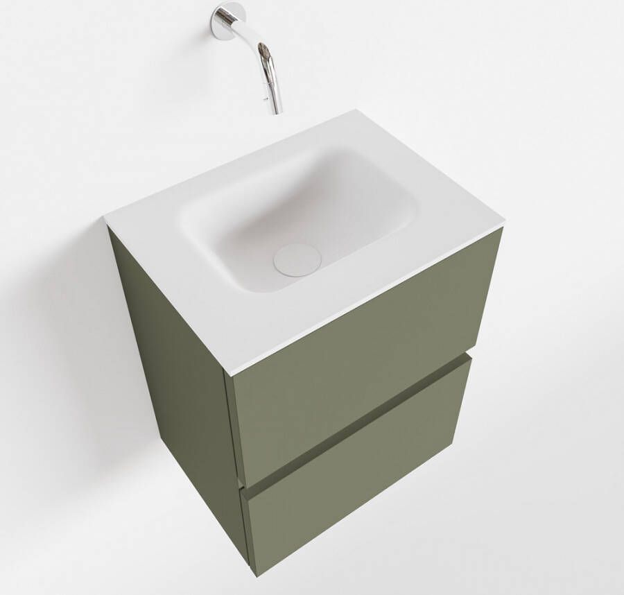 Mondiaz ADA Toiletmeubel 40x30x50cm 0 kraangaten 2 lades army mat wasbak midden Solid surface Wit FK75341825