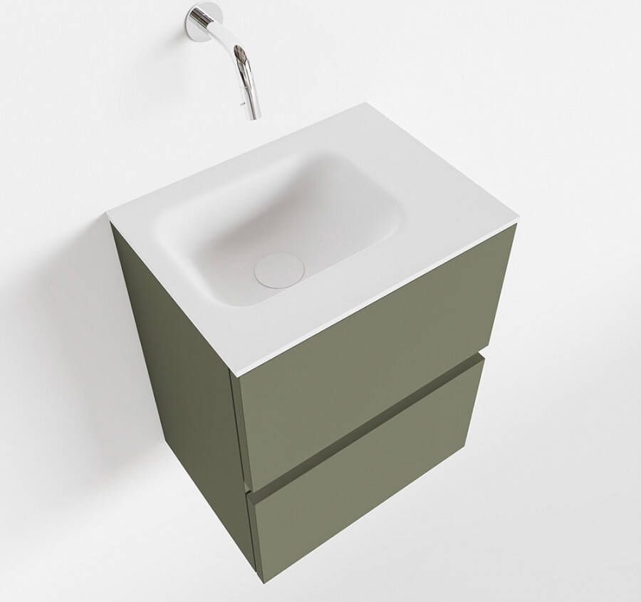 Mondiaz ADA Toiletmeubel 40x30x50cm met 0 kraangaten 2 lades army mat Wastafel Lex rechts Solid Surface Wit FK75341829