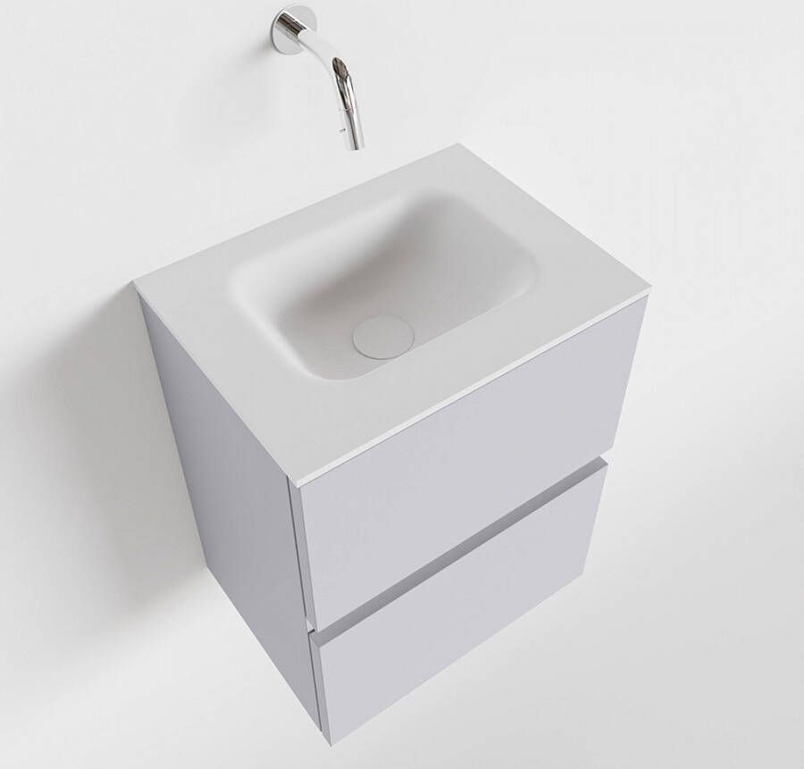 Mondiaz ADA Toiletmeubel 40x30x50cm met 0 kraangaten 2 lades cale mat Wastafel Lex midden Solid Surface Wit FK75341941