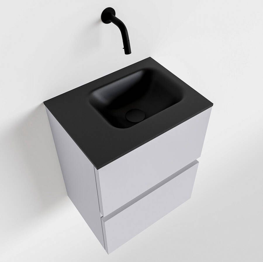 Mondiaz ADA Toiletmeubel 40x30x50cm met 0 kraangaten 2 lades cale mat Wastafel Lex links Solid Surface Zwart FK75342291