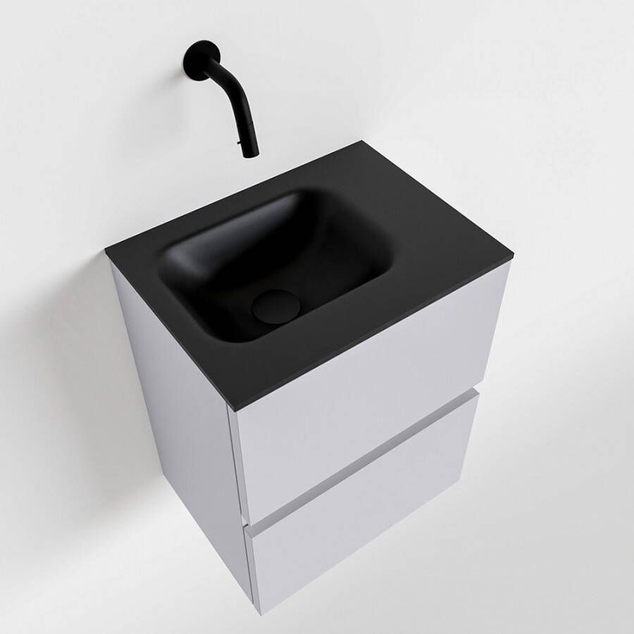 Mondiaz ADA Toiletmeubel 40x30x50cm met 0 kraangaten 2 lades cale mat Wastafel Lex rechts Solid Surface Zwart FK75342293