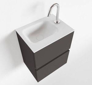 Mondiaz ADA Toiletmeubel 40x30x50cm met 1 kraangaten 2 lades dark grey mat Wastafel Lex rechts Solid Surface Wit FK75341770