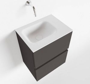 Mondiaz ADA Toiletmeubel 40x30x50cm met 0 kraangaten 2 lades dark grey mat Wastafel Lex rechts Solid Surface Wit FK75341771