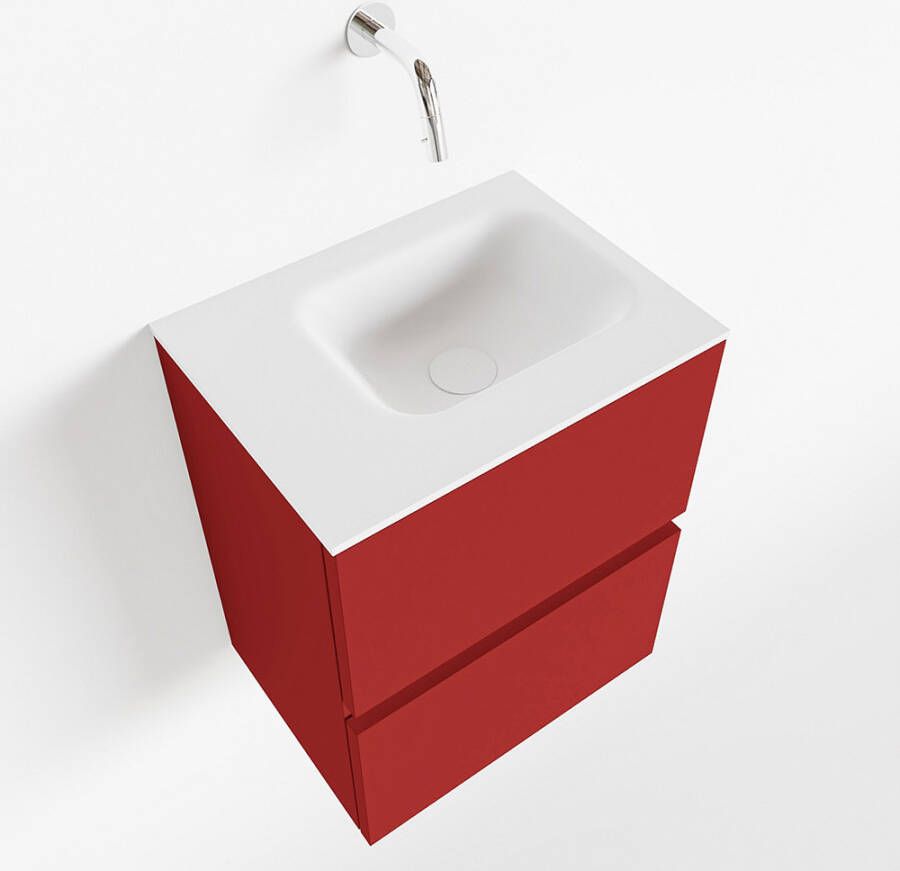 Mondiaz ADA Toiletmeubel 40x30x50cm met 0 kraangaten 2 lades fire mat Wastafel Lex links Solid Surface Wit FK75341885