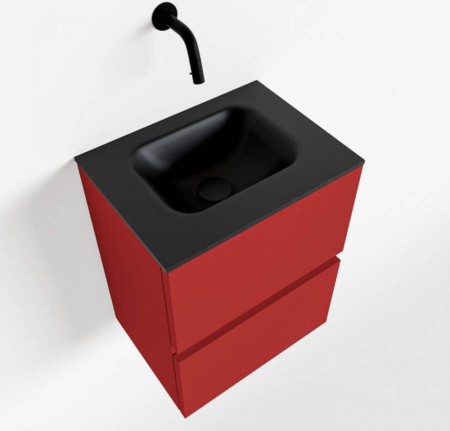 Mondiaz ADA Toiletmeubel 40x30x50cm met 0 kraangaten 2 lades fire mat Wastafel Lex midden Solid Surface Zwart FK75342231