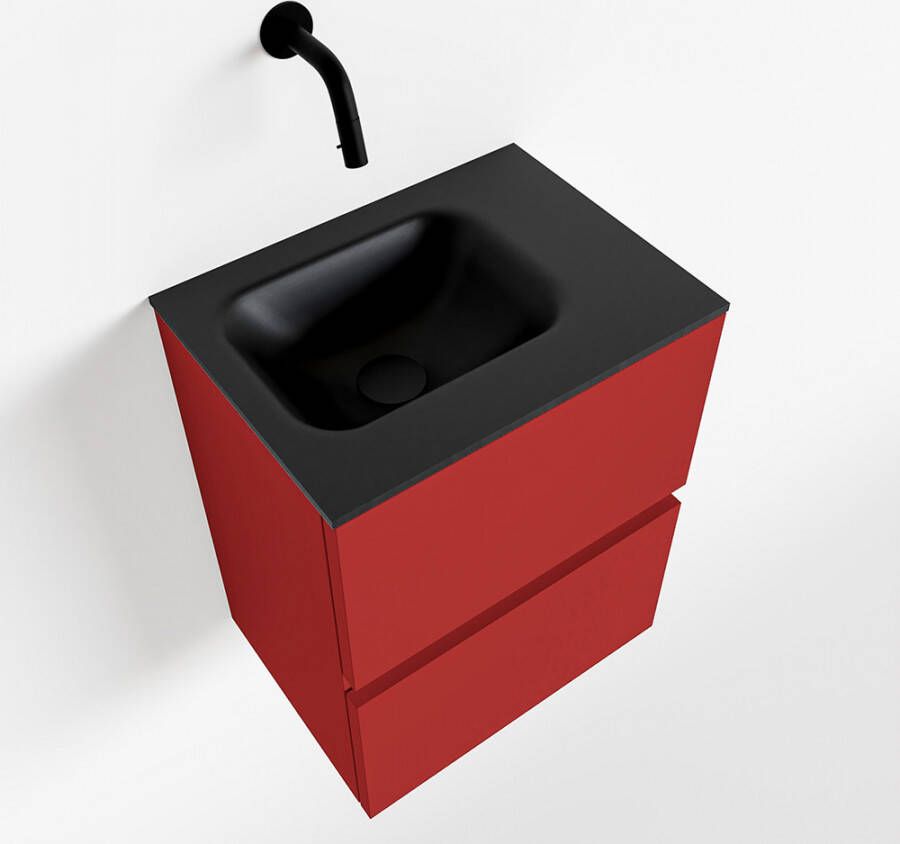 Mondiaz ADA Toiletmeubel 40x30x50cm met 0 kraangaten 2 lades fire mat Wastafel Lex rechts Solid Surface Zwart FK75342235