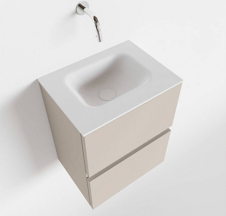Mondiaz ADA Toiletmeubel 40x30x50cm met 0 kraangaten 2 lades linen mat Wastafel Lex midden Solid Surface Wit FK75341912