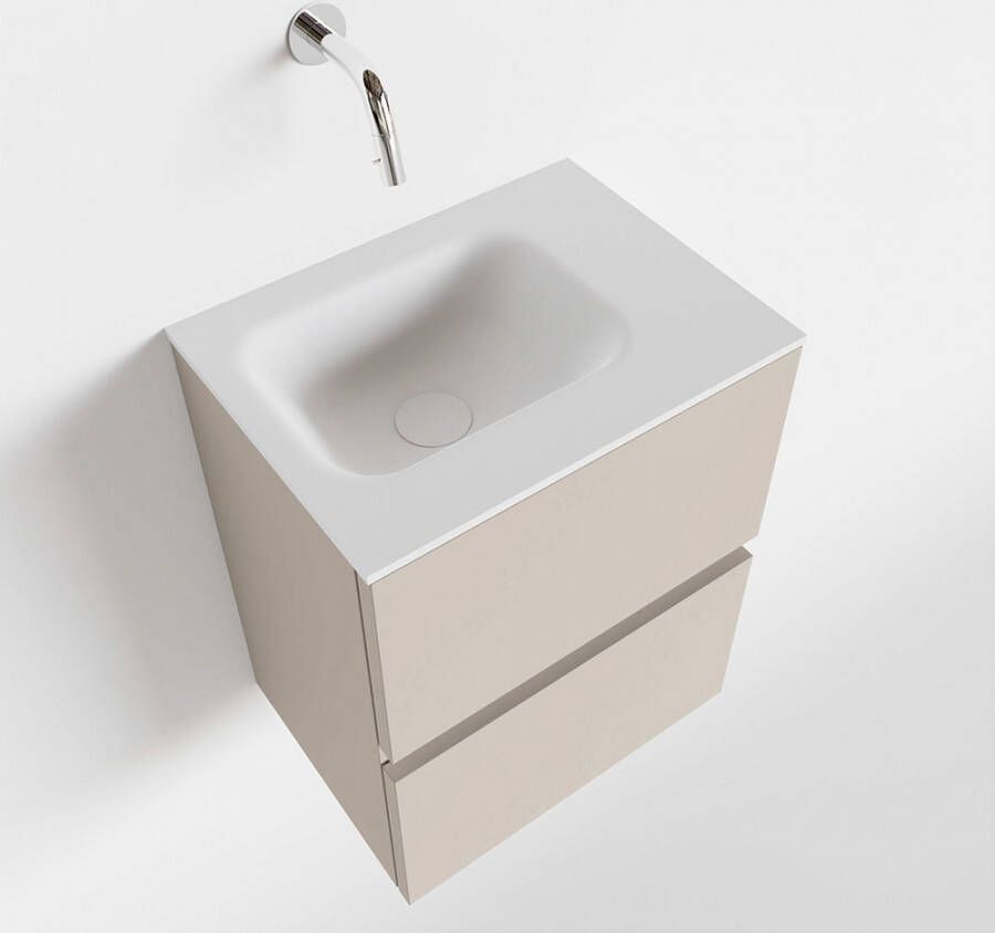 Mondiaz ADA Toiletmeubel 40x30x50cm met 0 kraangaten 2 lades linen mat Wastafel Lex rechts Solid Surface Wit FK75341916