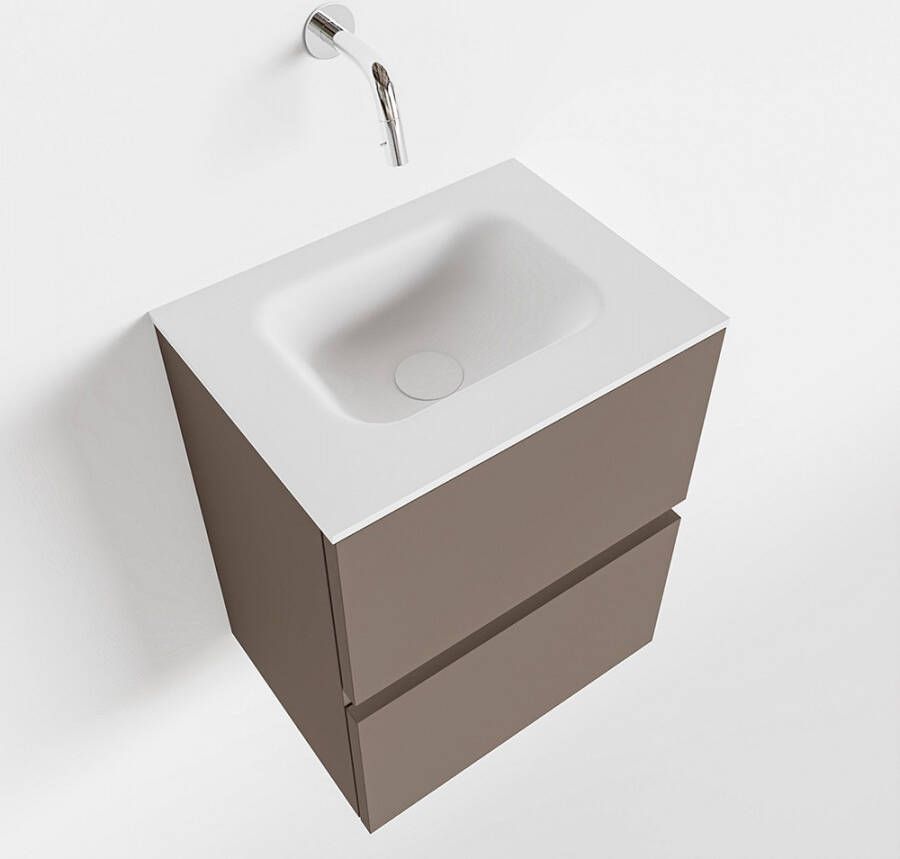Mondiaz ADA Toiletmeubel 40x30x50cm met 0 kraangaten 2 lades smoke mat Wastafel Lex midden Solid Surface Wit FK75341796