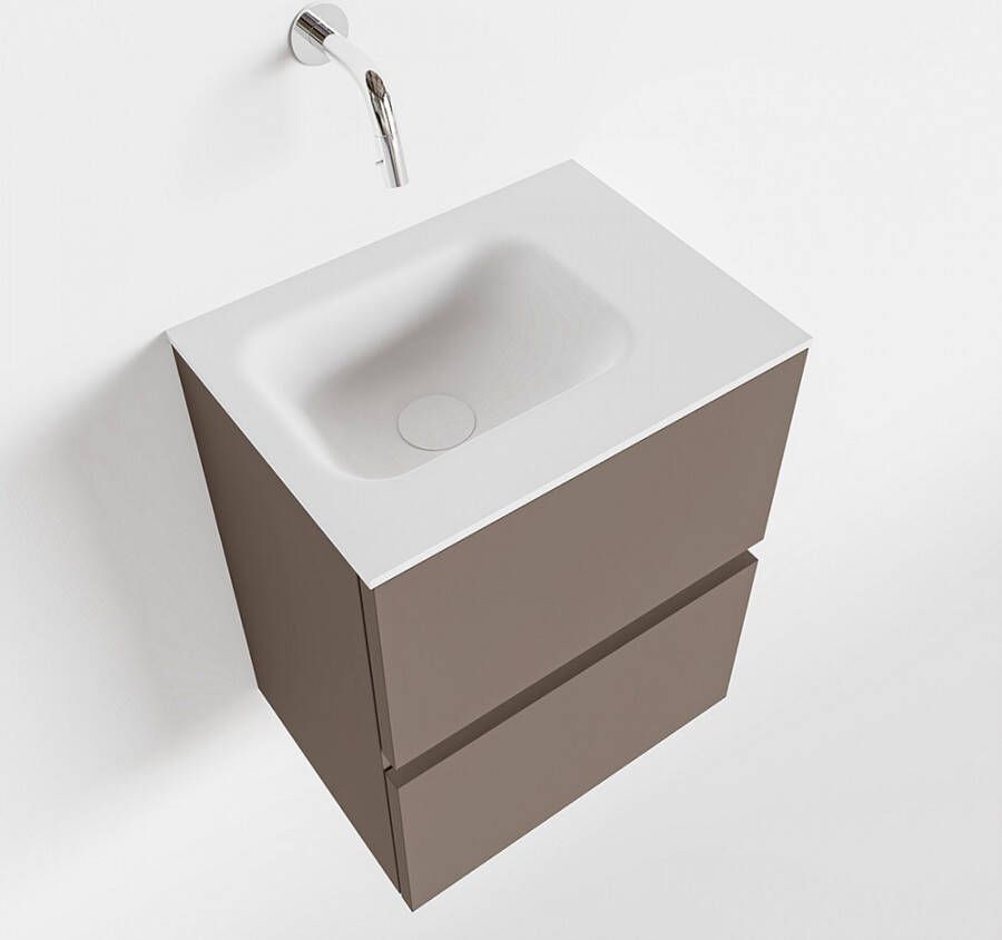 Mondiaz ADA Toiletmeubel 40x30x50cm met 0 kraangaten 2 lades smoke mat Wastafel Lex rechts Solid Surface Wit FK75341800