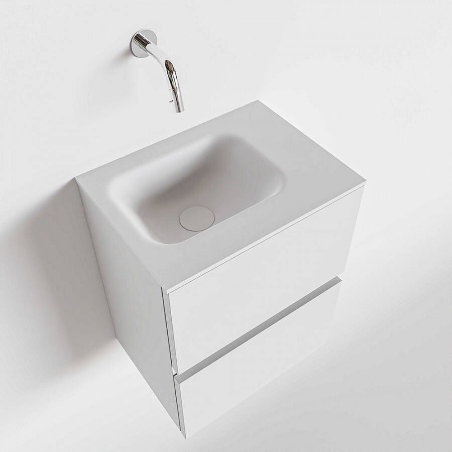 Mondiaz ADA Toiletmeubel 40x30x50cm 0 kraangaten 2 lades talc mat wasbak rechts Solid surface Wit FK75341713