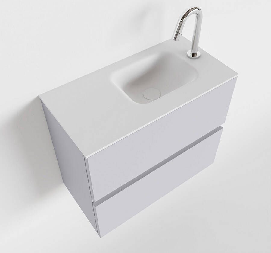 Mondiaz ADA Toiletmeubel 60x30x50cm met 1 kraangaten 2 lades cale mat Wastafel Lex rechts Solid Surface Wit FK75341950