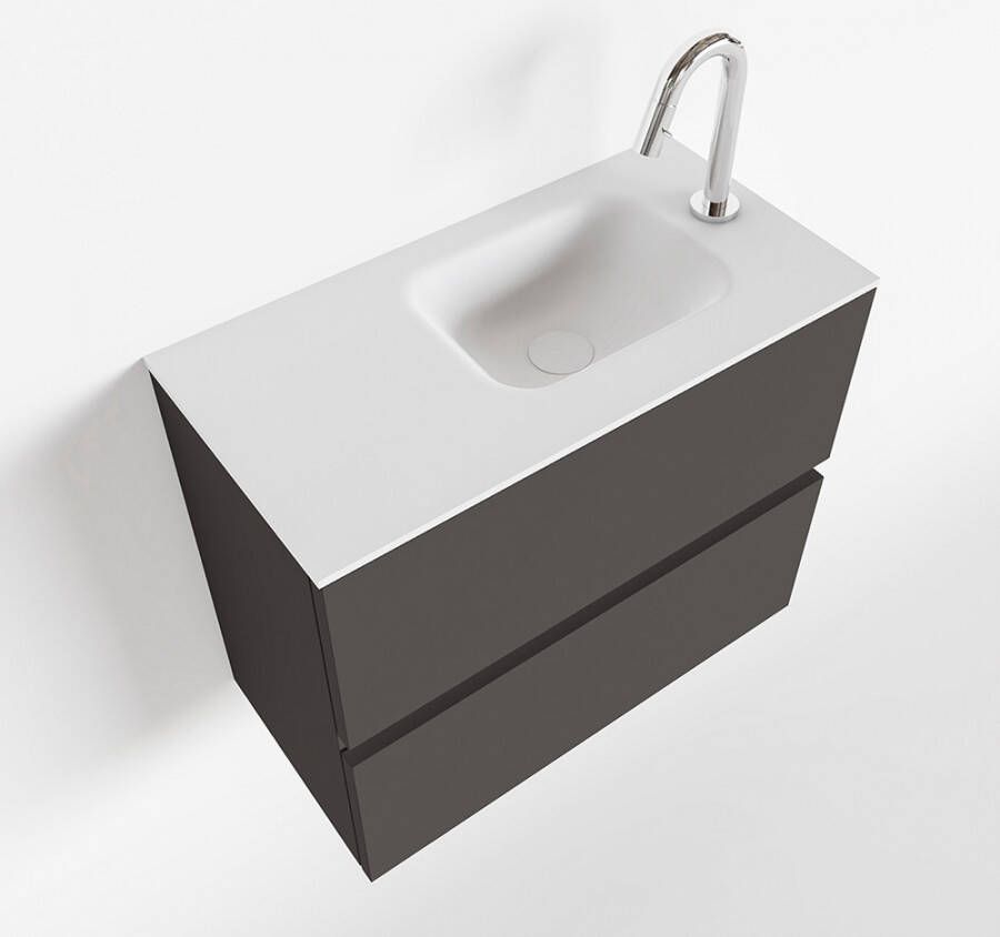 Mondiaz ADA Toiletmeubel 60x30x50cm met 1 kraangaten 2 lades dark grey mat Wastafel Lex rechts Solid Surface Wit FK75341776