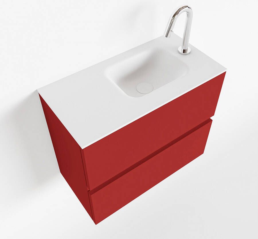 Mondiaz ADA Toiletmeubel 60x30x50cm met 1 kraangaten 2 lades fire mat Wastafel Lex rechts Solid Surface Wit FK75341892