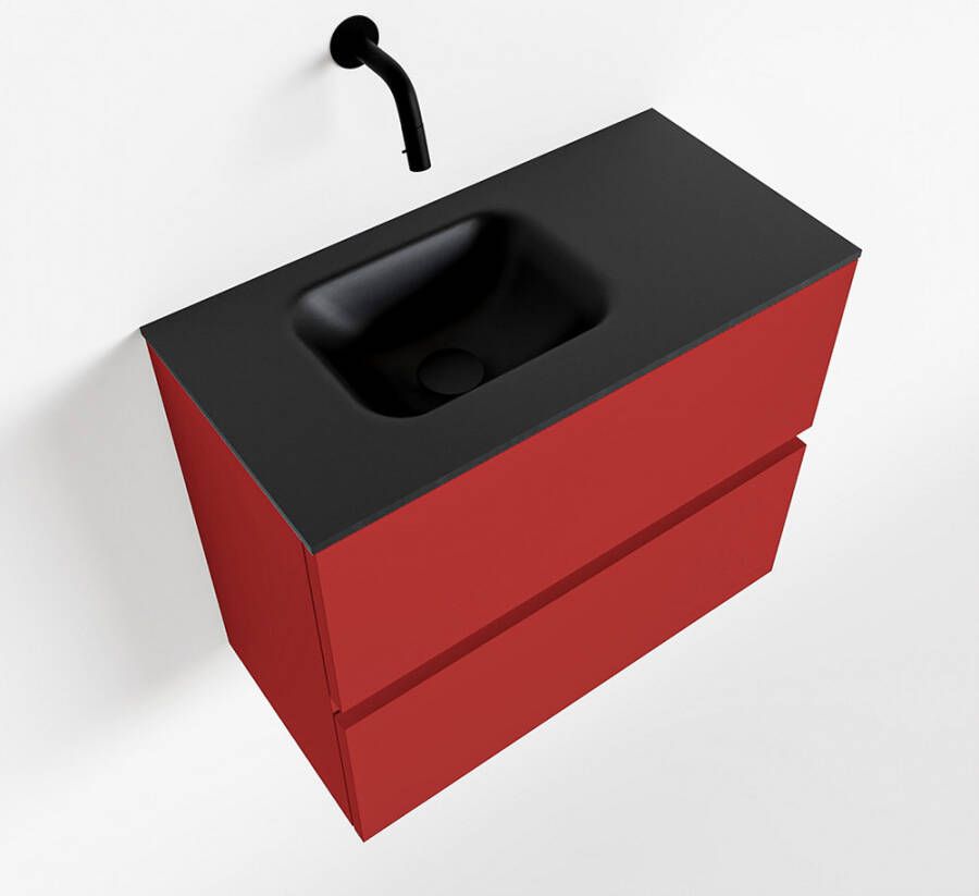 Mondiaz ADA Toiletmeubel 60x30x50cm met 0 kraangaten 2 lades fire mat Wastafel Lex links Solid Surface Zwart FK75342239