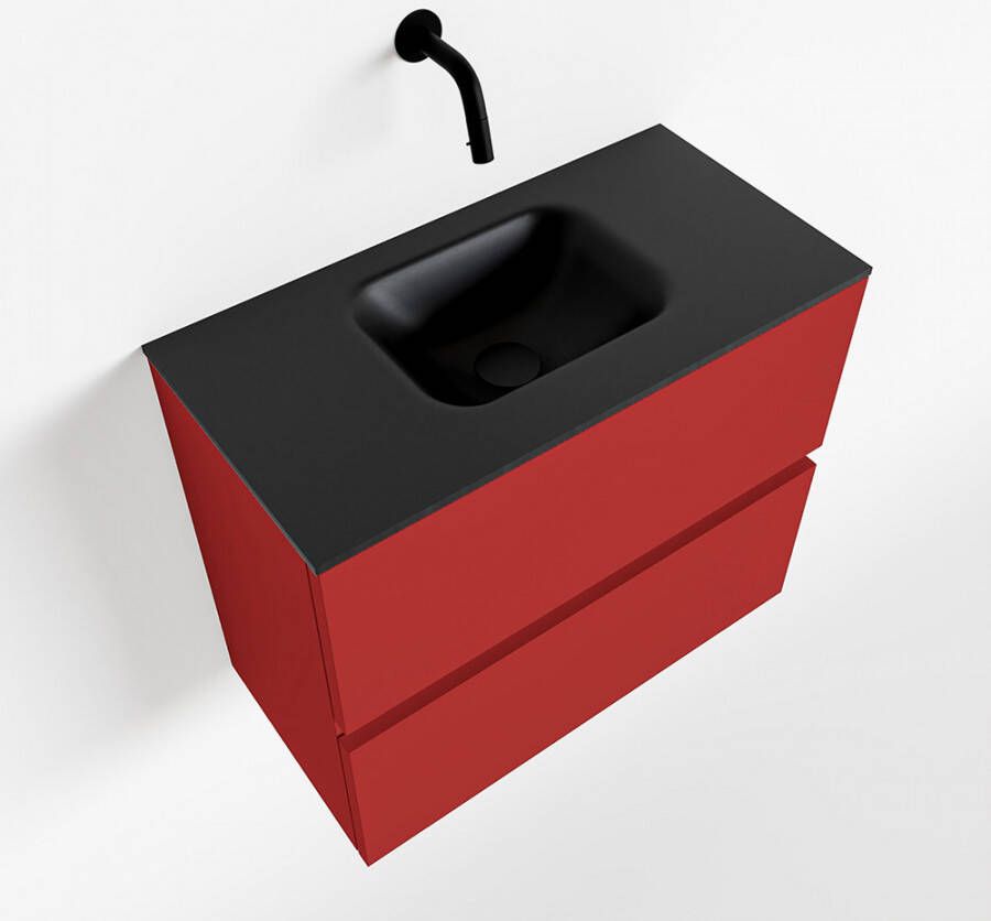 Mondiaz ADA Toiletmeubel 60x30x50cm met 0 kraangaten 2 lades fire mat Wastafel Lex midden Solid Surface Zwart FK75342237