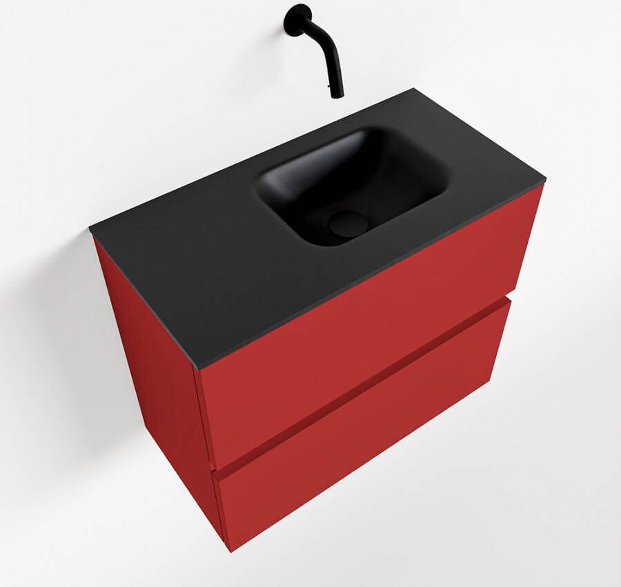 Mondiaz ADA Toiletmeubel 60x30x50cm met 0 kraangaten 2 lades fire mat Wastafel Lex rechts Solid Surface Zwart FK75342241