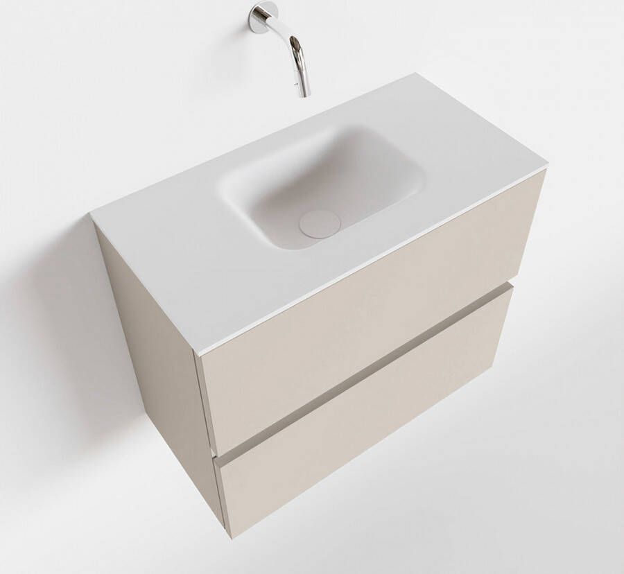 Mondiaz ADA Toiletmeubel 60x30x50cm met 0 kraangaten 2 lades linen mat Wastafel Lex midden Solid Surface Wit FK75341918