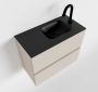 Mondiaz ADA Toiletmeubel 60x30x50cm met 1 kraangaten 2 lades linen mat Wastafel Lex rechts Solid Surface Zwart FK75342269 - Thumbnail 1