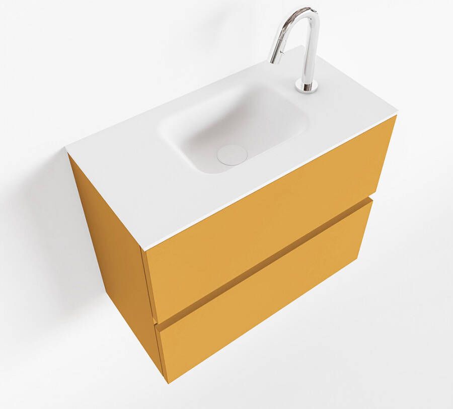 Mondiaz ADA Toiletmeubel 60x30x50cm met 1 kraangaten 2 lades ocher mat Wastafel Lex midden Solid Surface Wit FK75341859