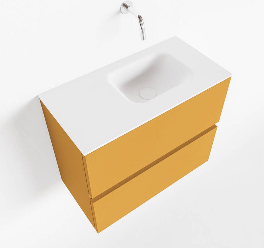 Mondiaz ADA Toiletmeubel 60x30x50cm met 0 kraangaten 2 lades ocher mat Wastafel Lex rechts Solid Surface Wit FK75341864