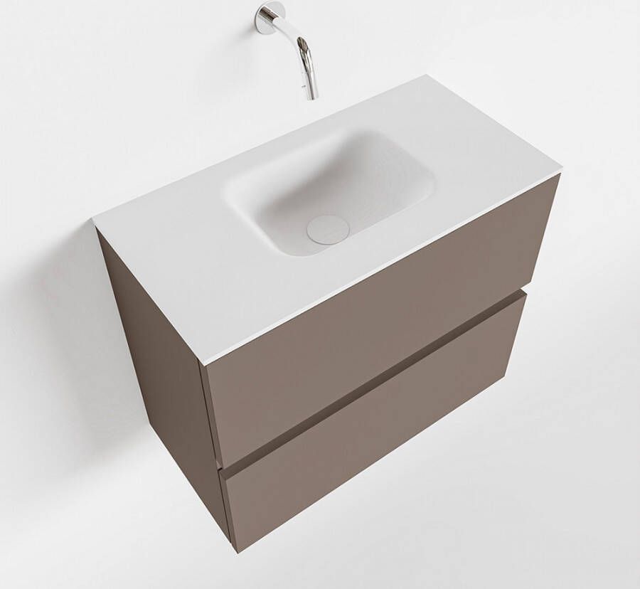 Mondiaz ADA Toiletmeubel 60x30x50cm 0 kraangaten 2 lades smoke mat wasbak midden Solid surface Wit FK75341802