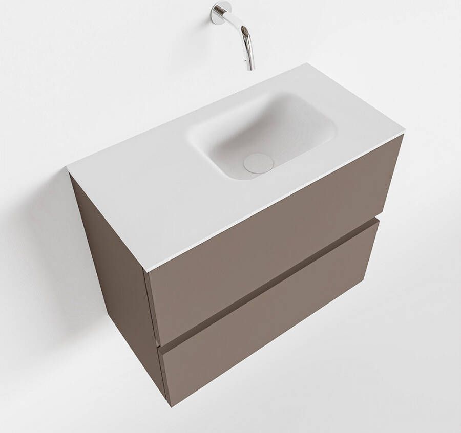 Mondiaz ADA Toiletmeubel 60x30x50cm met 0 kraangaten 2 lades smoke mat Wastafel Lex rechts Solid Surface Wit FK75341806