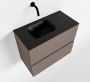 Mondiaz ADA Toiletmeubel 60x30x50cm met 0 kraangaten 2 lades smoke mat Wastafel Lex links Solid Surface Zwart FK75342152 - Thumbnail 1