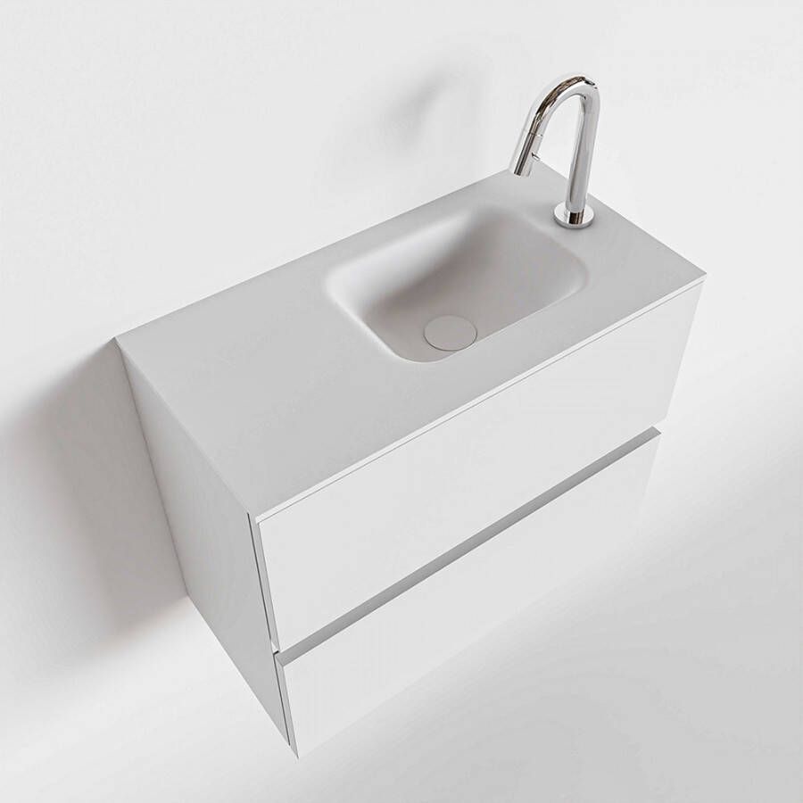 Mondiaz ADA Toiletmeubel 60x30x50cm met 1 kraangaten 2 lades talc mat Wastafel Lex rechts Solid Surface Wit FK75341718