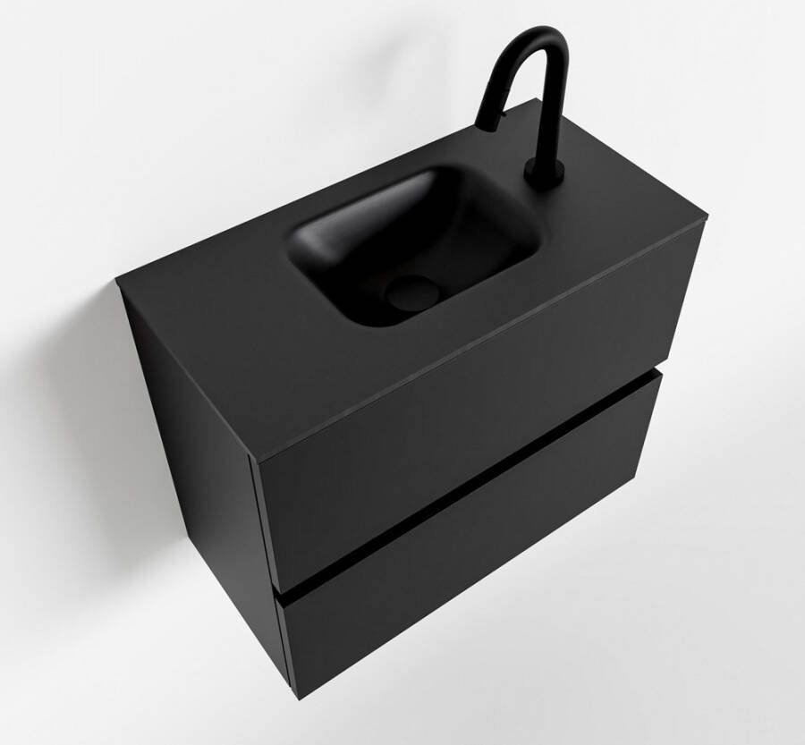 Mondiaz ADA Toiletmeubel 60x30x50cm 1 kraangat 2 lades urban mat wasbak midden Solid surface Zwart FK75342091