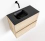 Mondiaz ADA Toiletmeubel 60x30x50cm met 0 kraangaten 2 lades washed oak mat Wastafel Lex links Solid Surface Zwart FK75342326 - Thumbnail 1