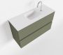 Mondiaz ADA Toiletmeubel 80x30x50cm met 1 kraangaten 2 lades army mat Wastafel Lex midden Solid Surface Wit FK75341836 - Thumbnail 1