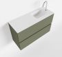 Mondiaz ADA Toiletmeubel 80x30x50cm met 1 kraangaten 2 lades army mat Wastafel Lex rechts Solid Surface Wit FK75341840 - Thumbnail 1