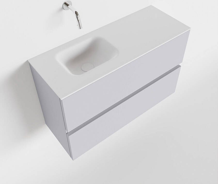 Mondiaz ADA Toiletmeubel 80x30x50cm met 0 kraangaten 2 lades cale mat Wastafel Lex links Solid Surface Wit FK75341955
