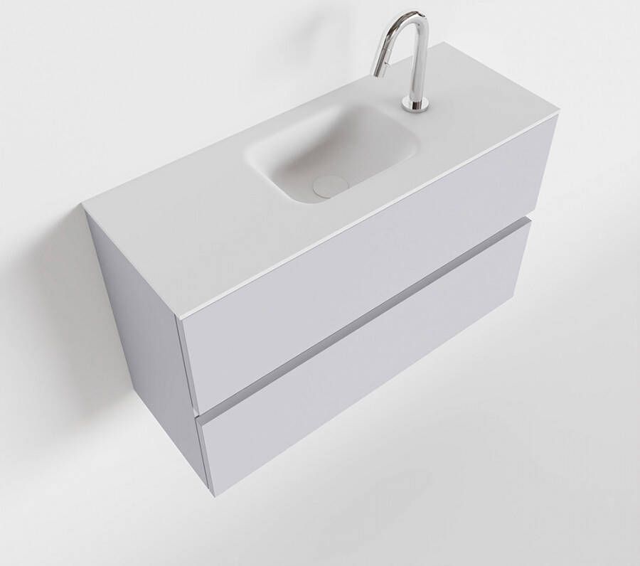 Mondiaz ADA Toiletmeubel 80x30x50cm met 1 kraangaten 2 lades cale mat Wastafel Lex midden Solid Surface Wit FK75341952