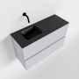 Mondiaz ADA Toiletmeubel 80x30x50cm met 0 kraangaten 2 lades cale mat Wastafel Lex links Solid Surface Zwart FK75342303 - Thumbnail 1