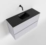 Mondiaz ADA Toiletmeubel 80x30x50cm met 0 kraangaten 2 lades cale mat Wastafel Lex midden Solid Surface Zwart FK75342301 - Thumbnail 1