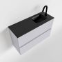 Mondiaz ADA Toiletmeubel 80x30x50cm met 1 kraangaten 2 lades cale mat Wastafel Lex rechts Solid Surface Zwart FK75342304 - Thumbnail 1