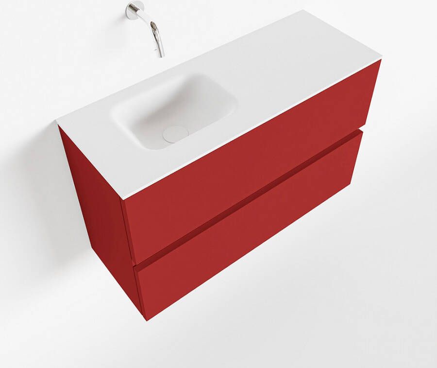 Mondiaz ADA Toiletmeubel 80x30x50cm met 0 kraangaten 2 lades fire mat Wastafel Lex links Solid Surface Wit FK75341897