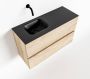 Mondiaz ADA Toiletmeubel 80x30x50cm met 0 kraangaten 2 lades washed oak mat Wastafel Lex links Solid Surface Zwart FK75342332 - Thumbnail 1