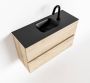 Mondiaz ADA Toiletmeubel 80x30x50cm met 1 kraangaten 2 lades washed oak mat Wastafel Lex midden Solid Surface Zwart FK75342329 - Thumbnail 1