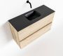 Mondiaz ADA Toiletmeubel 80x30x50cm 0 kraangaten 2 lades washed oak mat wasbak midden Solid surface Zwart FK75342330 - Thumbnail 1