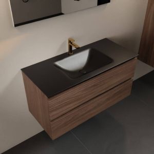 Mondiaz AIVY 100cm badmeubel Mocha wastafel Urban solid surface midden 1 kraangat met spiegel (AI-351321URBAN-SI AI-M100MOMI AI-S100X70)