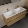 Mondiaz Aivy badmeubelset 120x45x50cm 2 kraangaten 2 wasbakken talc Solid surface Links en rechts 2 lades Met spiegel Melamine Chai AIVY80189 - Thumbnail 1