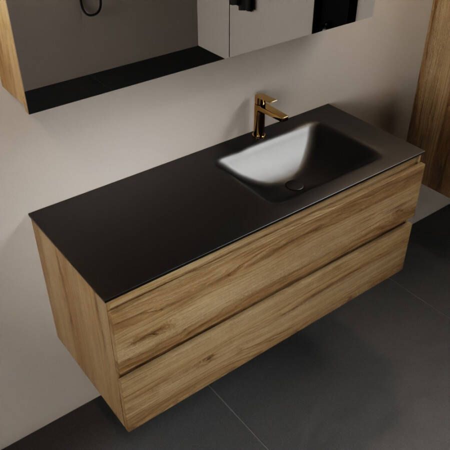 Mondiaz AIVY 120cm badmeubel Chai wastafel Urban solid surface rechts 1 kraangat met spiegelkast (AI-351641URBAN-SI AI-M120CHRE AI-C120CHMI)