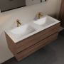 Mondiaz Aivy badmeubelset 120x45x50cm 2 kraangaten 2 wasbakken talc Solid surface Links en rechts 2 lades Met spiegel Melamine Mocha AIVY80196 - Thumbnail 1